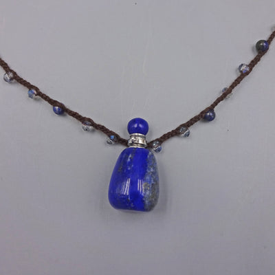 Beaded and Crochet Necklace with a Hand Crafted Lapis Lazuli