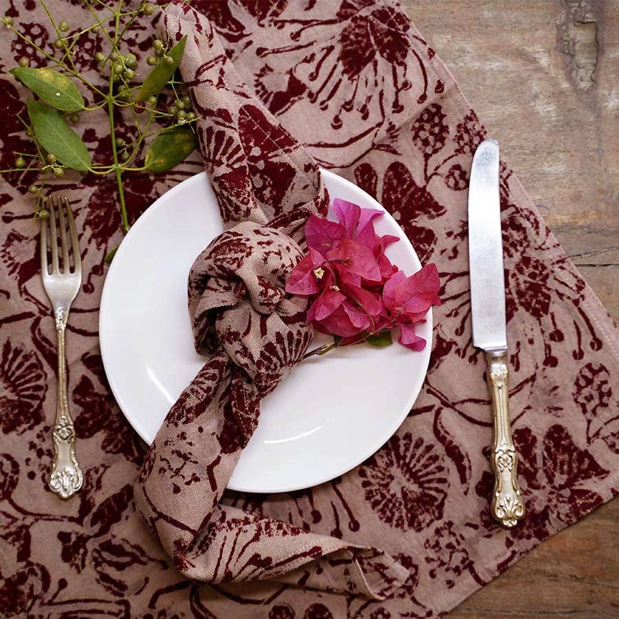 Bloom Cotton Napkins (Set of 4)-Ichcha