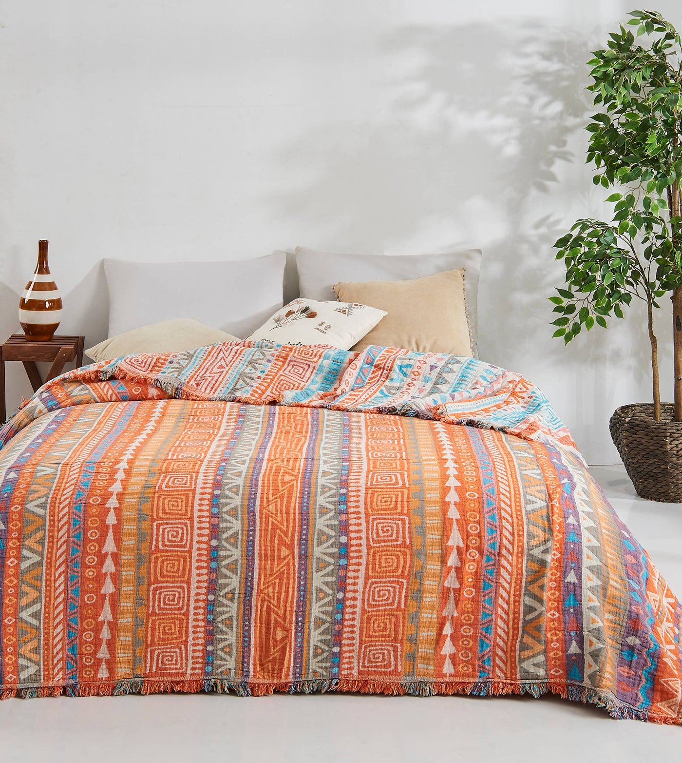 Kikoya - Boho Bedspread Turkish Cotton Summer Blankets Throw Bohemian