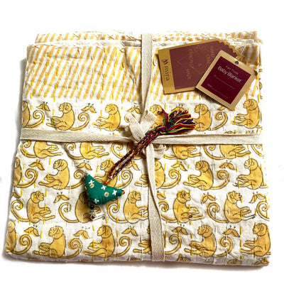 Kantha Baby Blanket - Monkey Print-Mira Fair Trade -