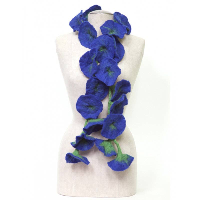 BNB Crafts Inc. - Felted flower scarves- Blue/ Green