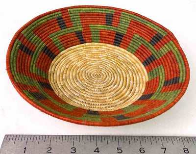 Very Thin Coil Finest Quality Handwoven Rwenzori Raffia Shallow Basket/Bowl | 9"-The Niger Bend