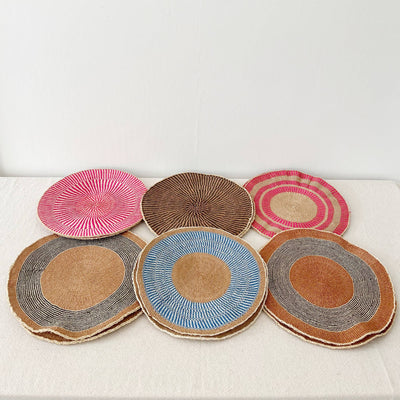 14" African Woven Placemats Set of 2 (OOAK)-Amsha