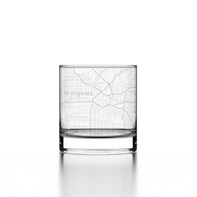 Los Angeles CA Map Rocks Whiskey Glass-Well Told