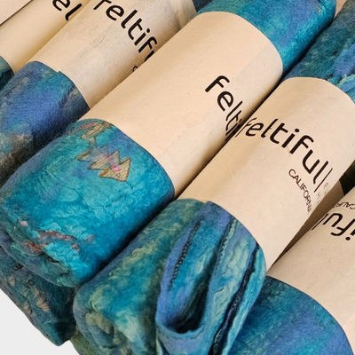 Vintage felted blue scarf-Feltiful