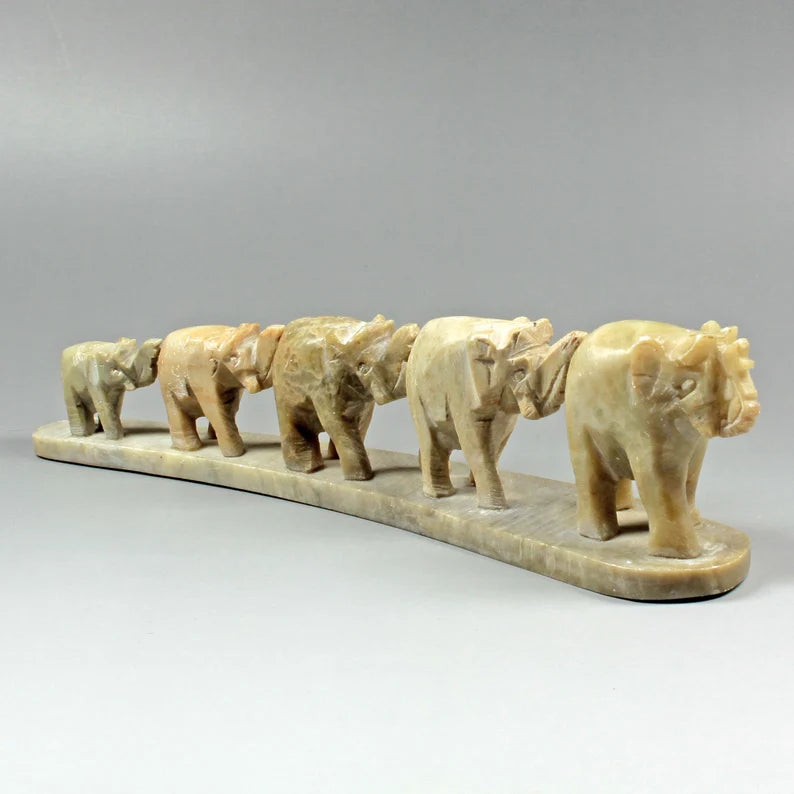 Carved Elephant Family