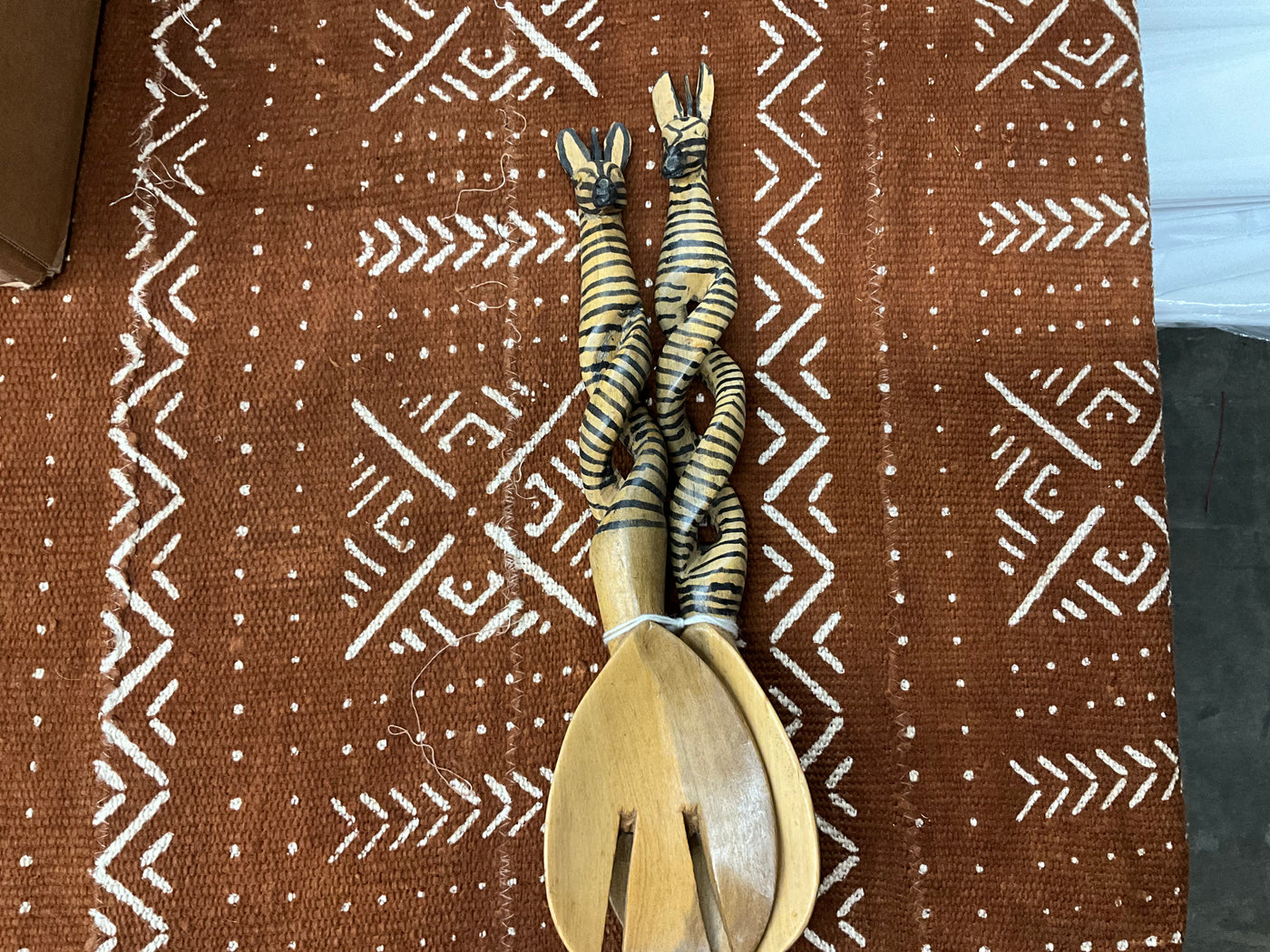 Carved Wooden Serving Spoon/Fork Set (2)