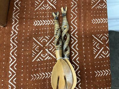Carved Wooden Serving Spoon/Fork Set (2)