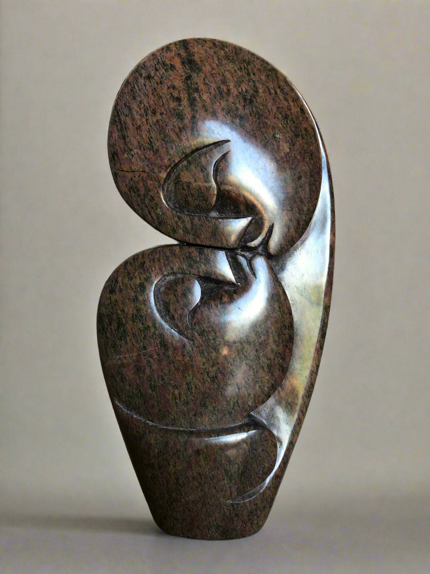 Shona Tribe Serpentine Stone Flat Lovers - Shona