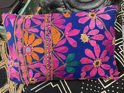 Found Fabric Cotton Lumbar Pillow - Creative Co-Op