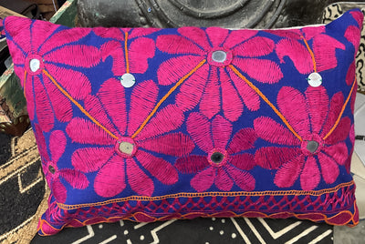 Found Fabric Cotton Lumbar Pillow - Creative Co-Op
