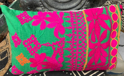 Found Fabric Cotton Lumbar Pillow - Creative Co-Op