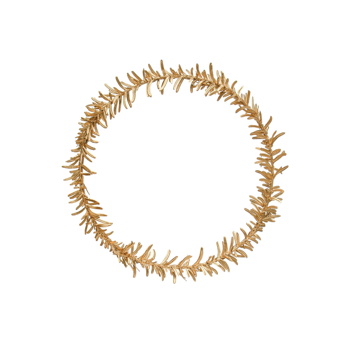 11" Round Faux Leaves Wreath, Gold Finish