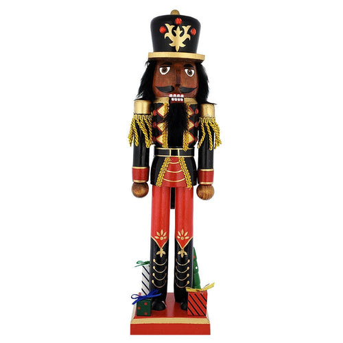 Nutcracker Ballet Gifts - African American Soldier Nutcracker Black Red Gifts Base 15 inch
