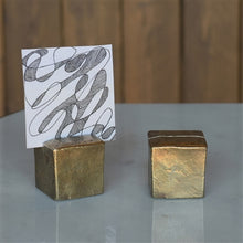 CHISELED PLACE CARD HOLDER, BRASS - SQUARE