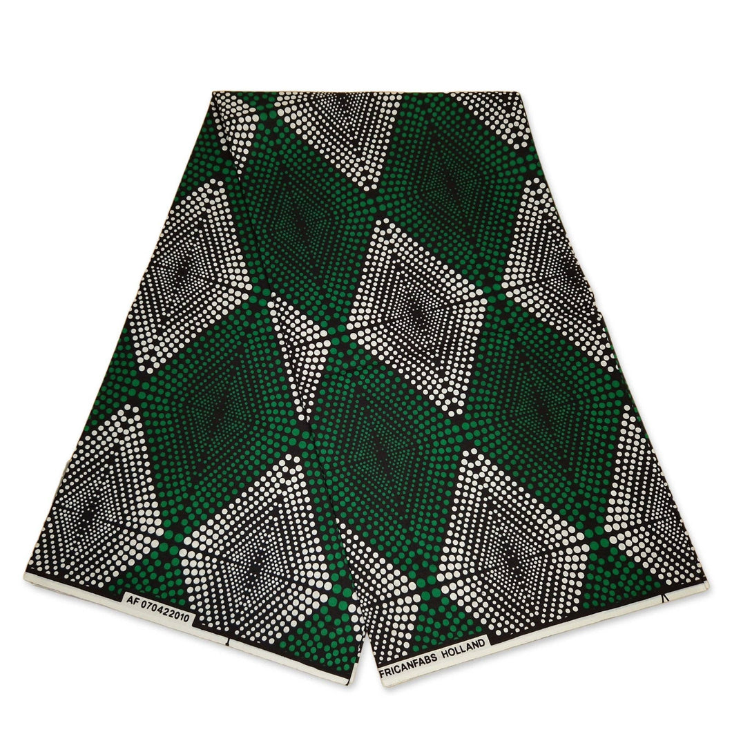 AfricanFabs - 6 Yards - African print fabric - Green diamonds - 100% cotton