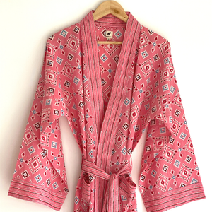 The Indian Bazaar - House Coat Womens - Swim Cover up Kimono + Bag