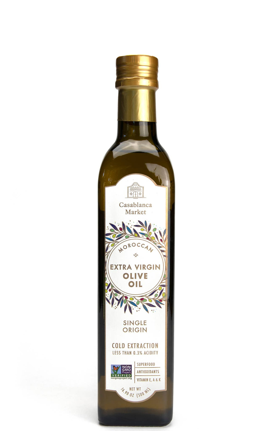 Moroccan Extra Virgin Olive Oil, Glass Bottle (500mL)