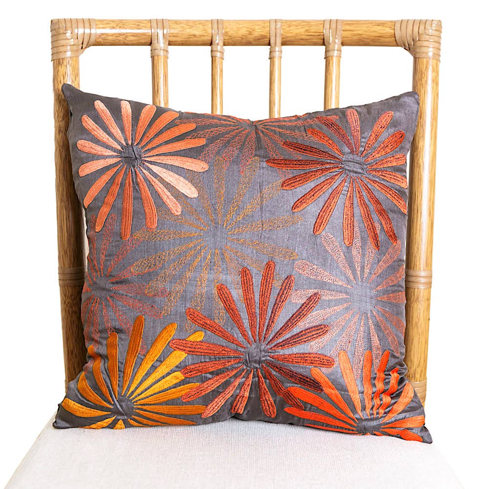 Marigold Row (previously Pavo SF) - 1149 Embroidered Silk Pillow