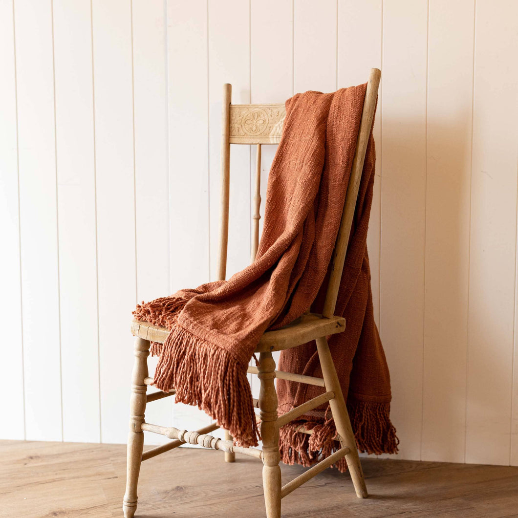 Foreside Home & Garden - Hand Woven Mattie Throw Rust