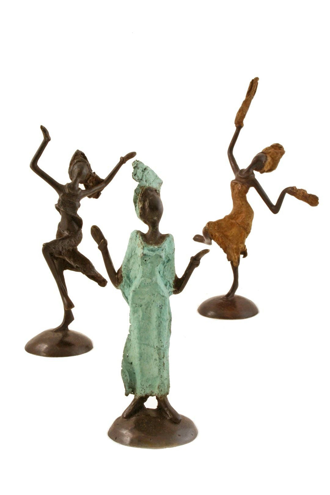 Bronze Miniature Celebrating Lady Sculpture - Assorted - Swahili African Modern