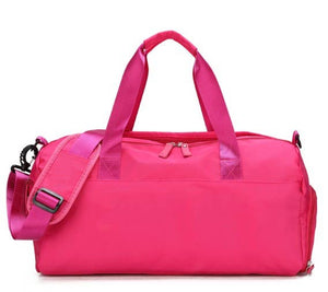 Vinyl Zip Duffel Bag Personalize with Patches(Hot Pink)- Dilworth Road