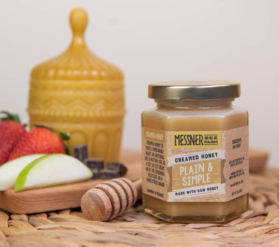 Plain & Simple Creamed Honey / 9oz. / Messner Bee Farm