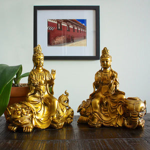 KWAN YIN & SPIRITUAL ANIMAL SET – BRASS FINISH