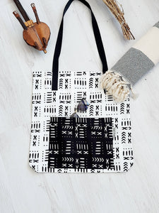 Handmade African Print Tote Bag | Beach Bag | Shopping Bag | Vegan Leather Detail
