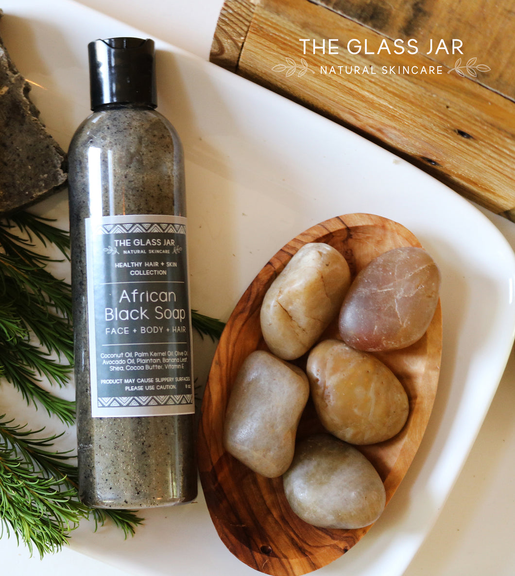 The Glass Jar Natural Skincare - Raw African Black Liquid Soap 8 oz