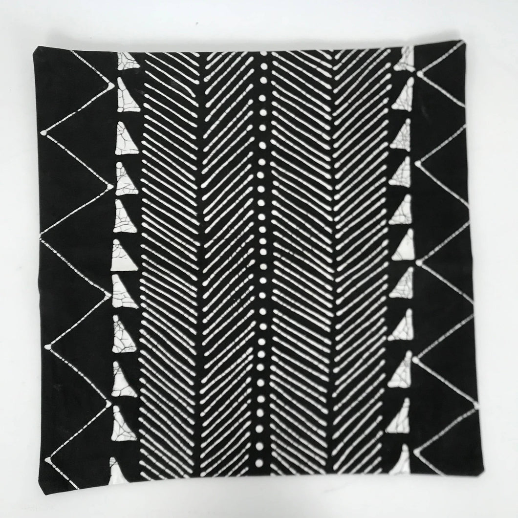 TRIBAL TEXTILES: CUSHION COVER - S Square - Matika Black Linear