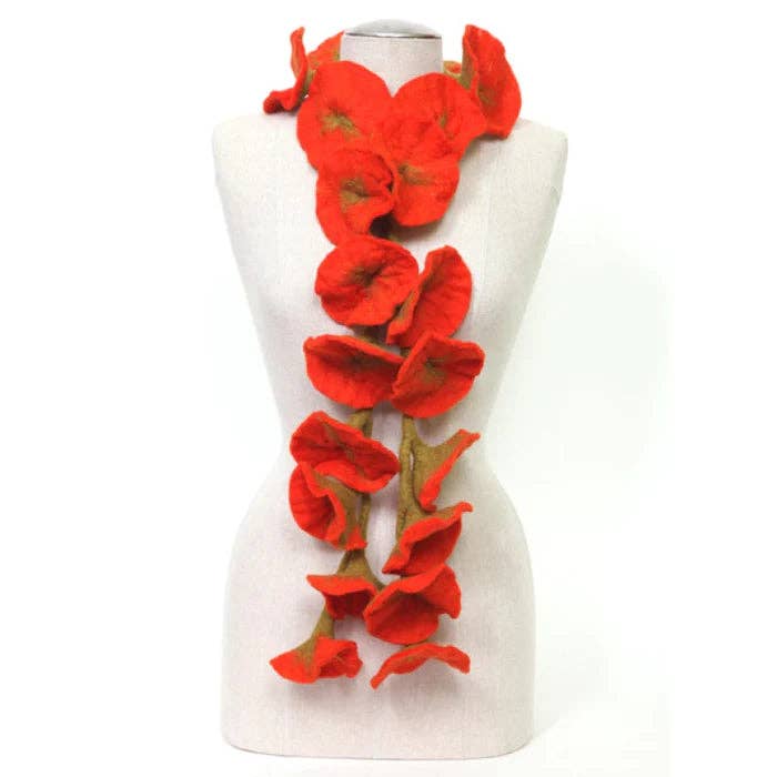 Felted Flower Scarves Orange/ Green-BNB Crafts Inc.