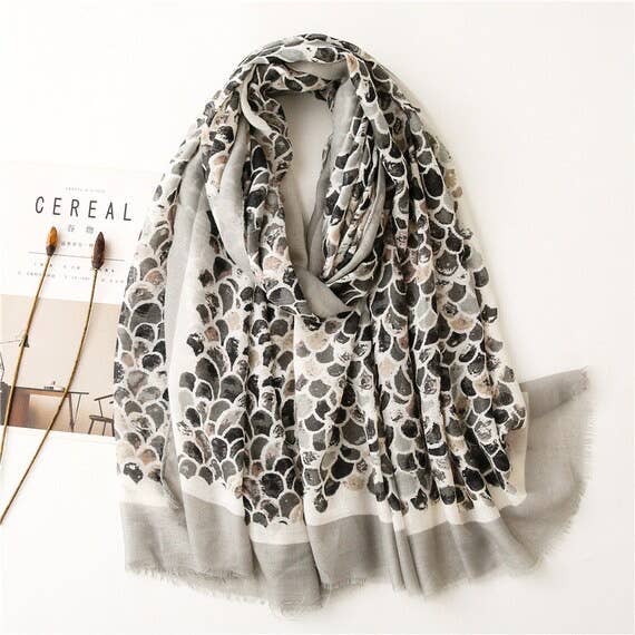 Black Fish Scale Cotton Voile Scarf Gypsy hair Wrap