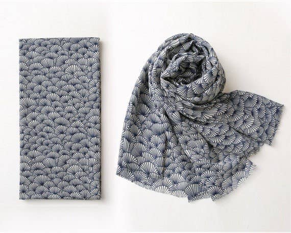 Grey and Ink Pattern Unisex Scarf Gift for Men