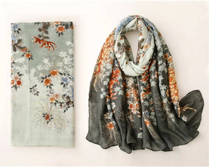 Chrysanthemum Autumn Floral Scarf Vintage Boho Gift