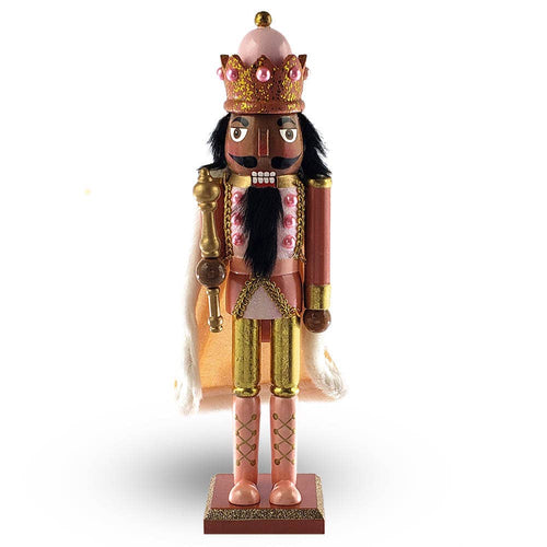 Nutcracker Ballet Gifts - African American King Nutcracker Rose Gold with Cape 15 Inch