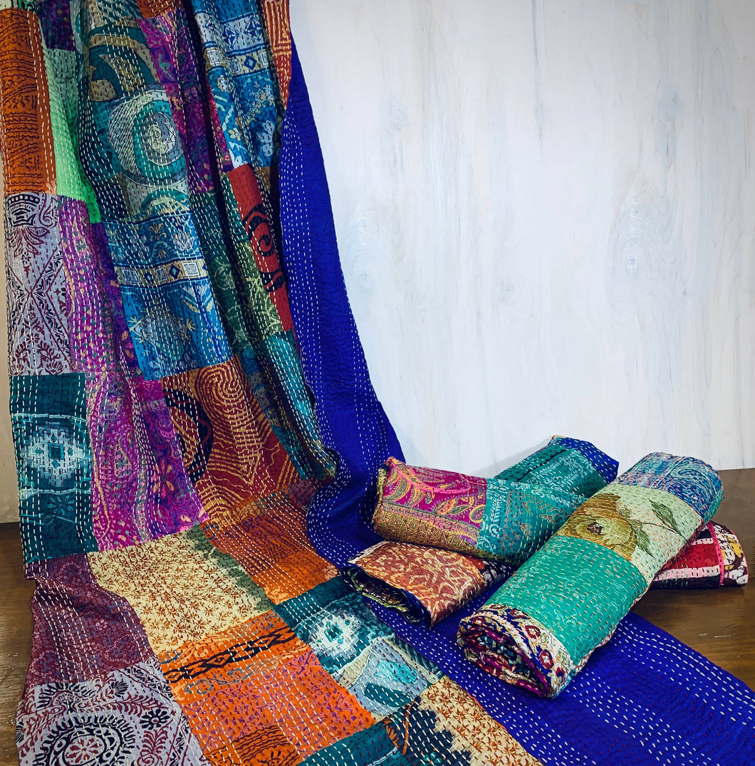 Sevya Handmade - Silk Sari Kantha Throws