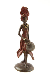 Swahili African Modern - Water Bearer Burkina Bronze Sculpture