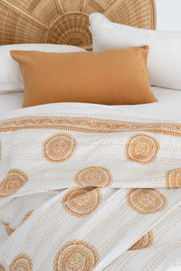 Kantha Quilt Indian Quilt Block Print Quilt Bedspread
