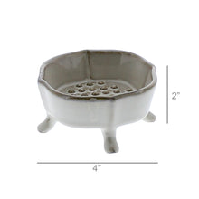 Fancy White Ceramic Rue Footed Soap Dish