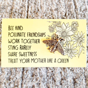 Gold Bee Pin - Advice from the bees/ Messner Bee Farm