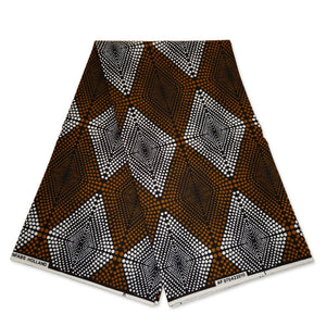 AfricanFabs - 6 Yards - African print fabric - Mustard-brown diamonds - 100% cotton