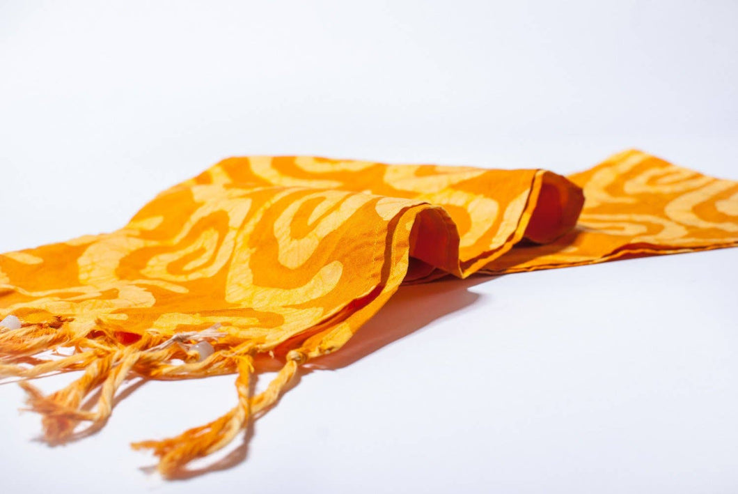 Yellow/Orange Batik scarf - World Peace