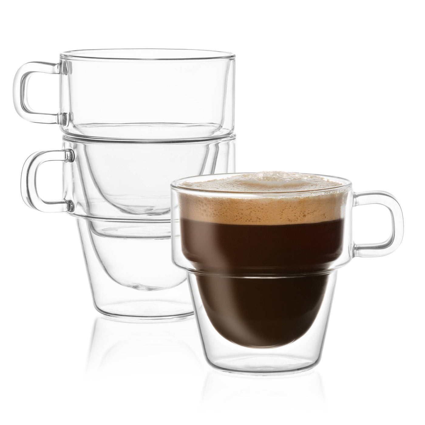JoyJolt - Stoiva Stackable Double Wall Glasses, 5 Oz Set of 4