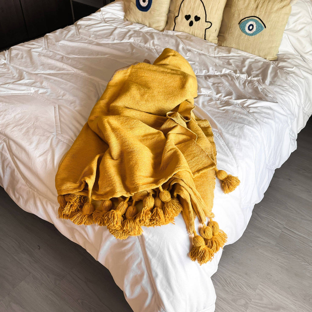 Moroccan Throw Blanket Mustard – Cultural Interiors