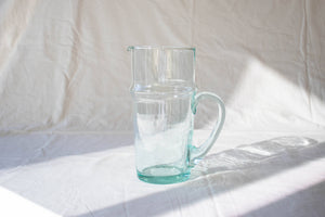 SOCCO Designs - Moroccan Beldi Pitcher with Handle, Handblown recycled glass