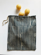 Indigo Stripe Drawstring Bag