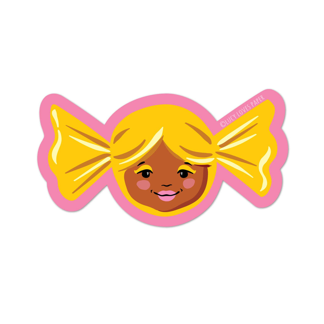 Yellow Candy Girl Sticker