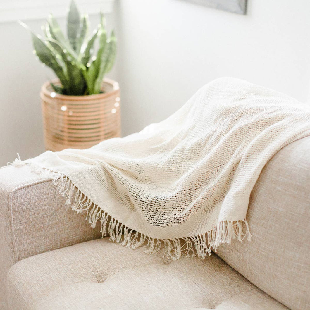 Zambia Open Weave Lightweight Cotton Throw