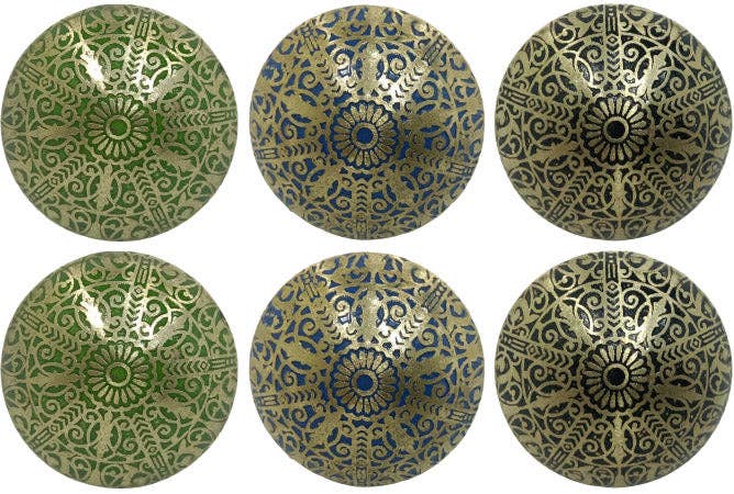 Plutus imports - Metal Etched Door Knobs, Assorted Drawer Knob, Set of 6, Home Decor